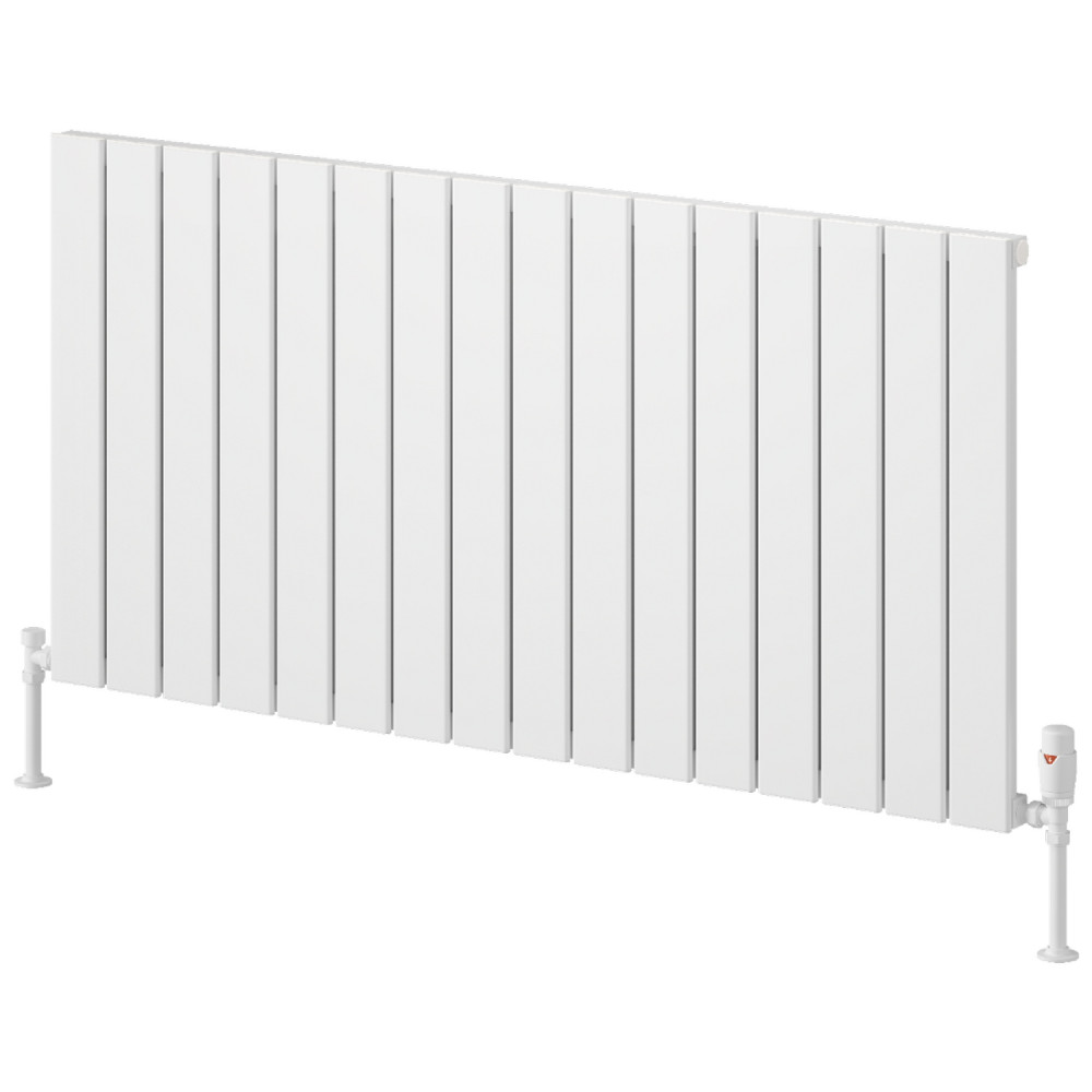 Reina Piatto 600 x 1195mm White Horizontal Aluminium Single Radiator