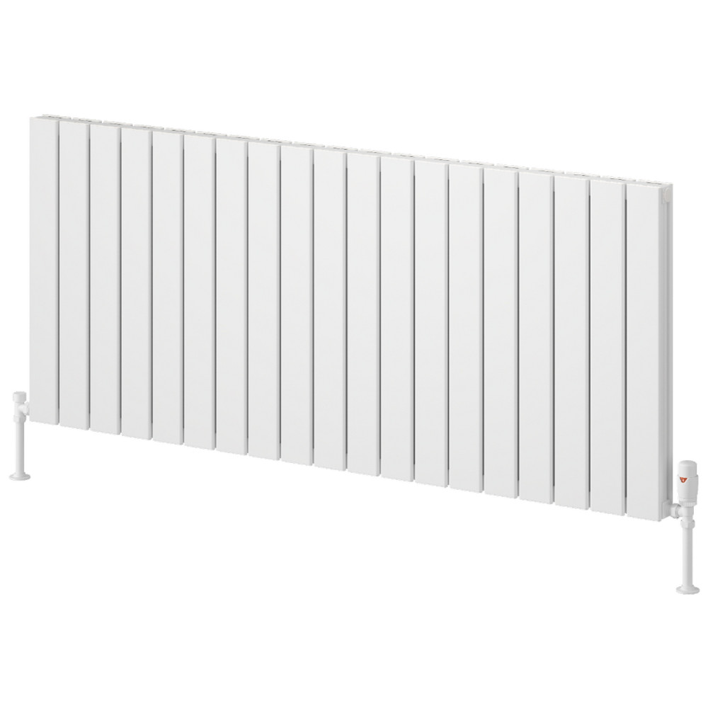 Reina Piatto 600 x 1420mm White Horizontal Aluminium Double Radiator