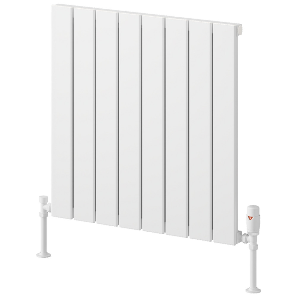 Reina Piatto 600 x 595mm White Horizontal Aluminium Single Radiator