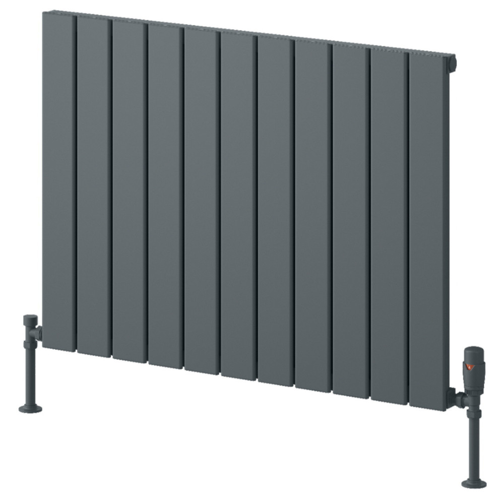 Reina Piatto 600 x 820mm Anthracite Horizontal Aluminium Single Radiator