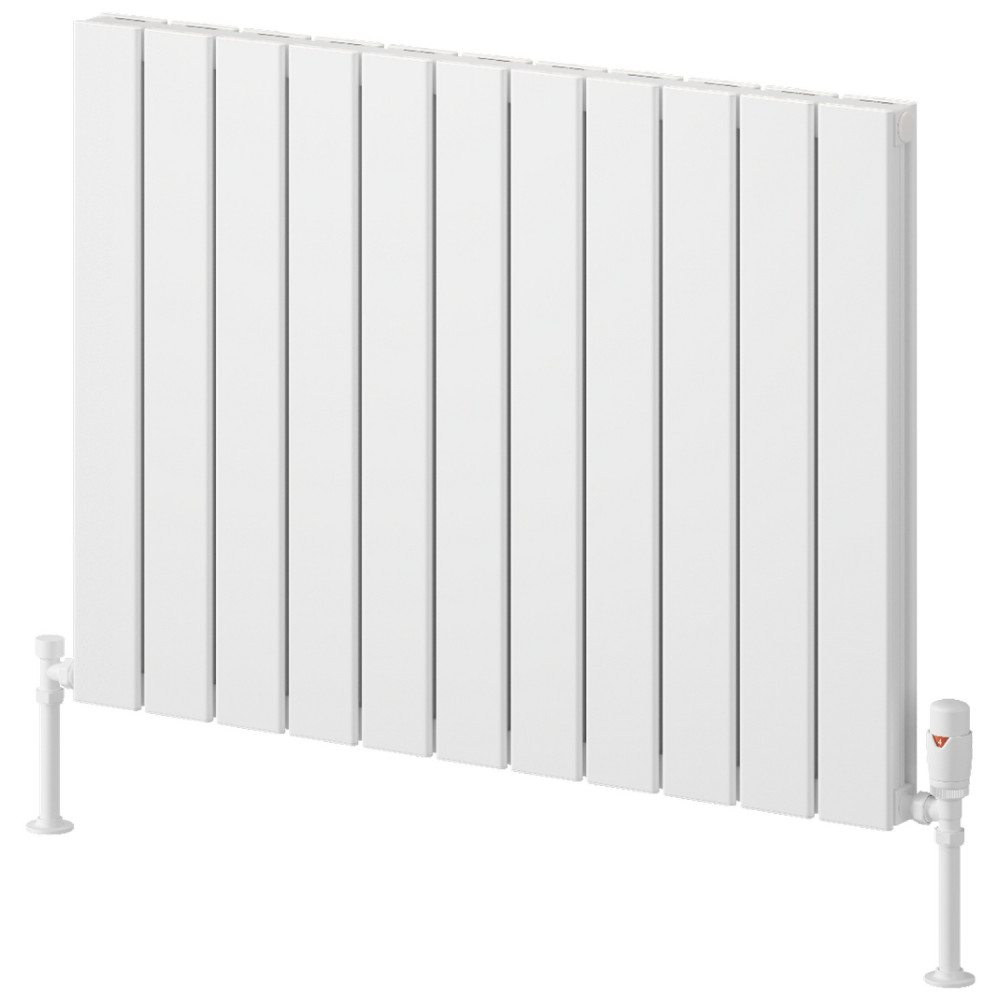 Reina Piatto 600 x 820mm White Horizontal Aluminium Double Radiator