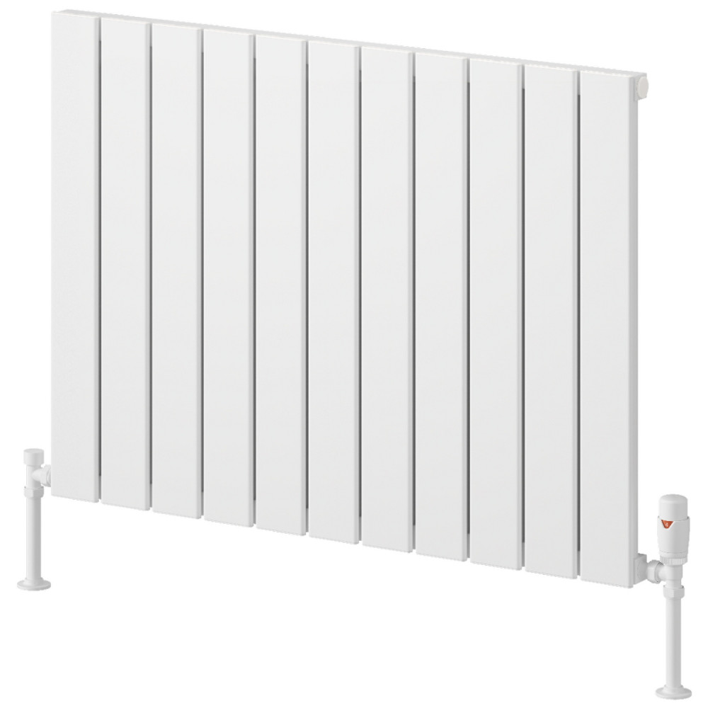Reina Piatto 600 x 820mm White Horizontal Aluminium Single Radiator