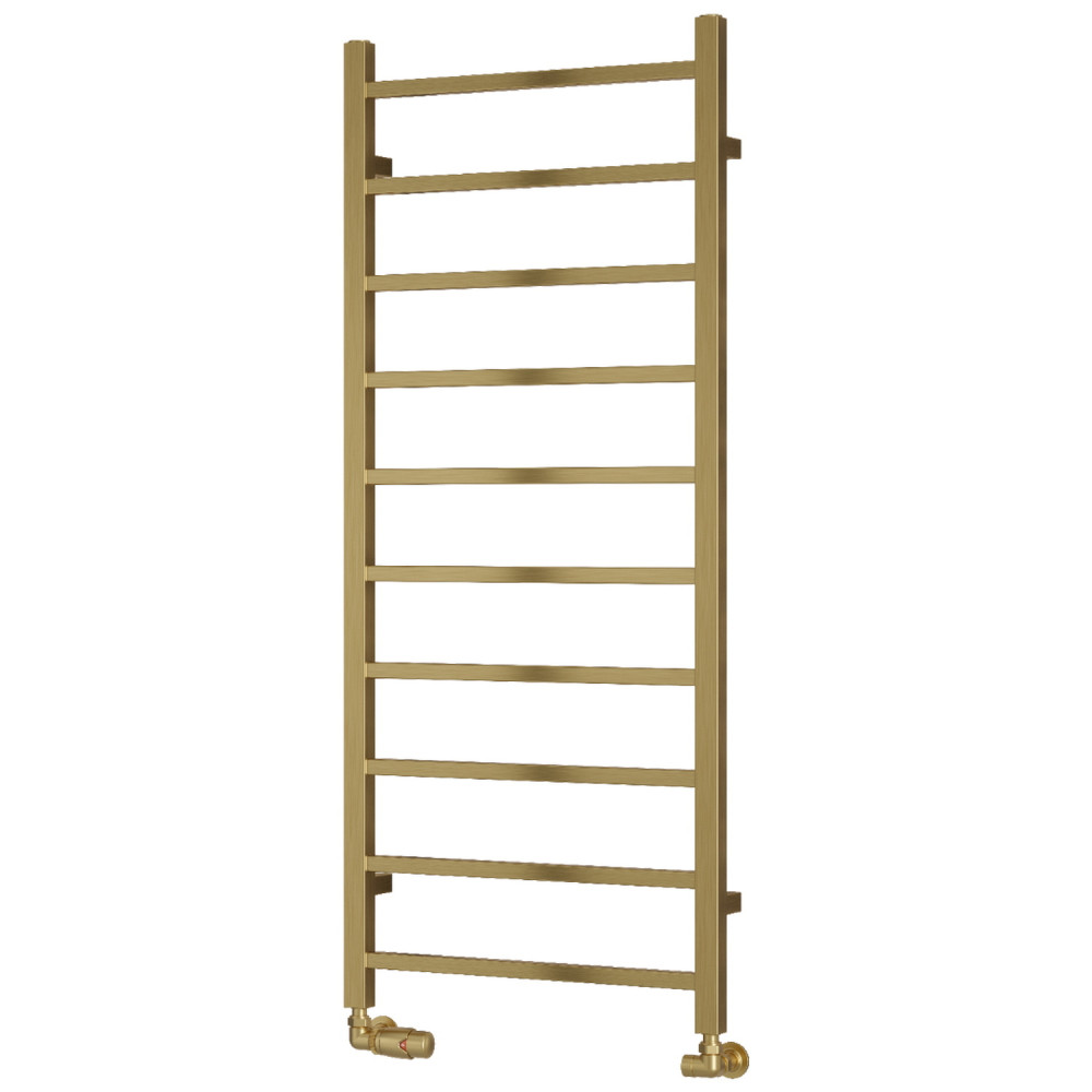 Reina Serena Mild Steel 1200 x 500mm Heated Towel Rail in Brushed Brass