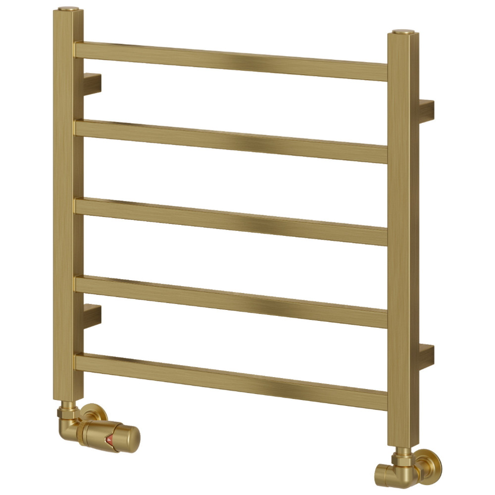 Reina Serena Mild Steel 500 x 500mm Heated Towel Rail in Brushed Brass