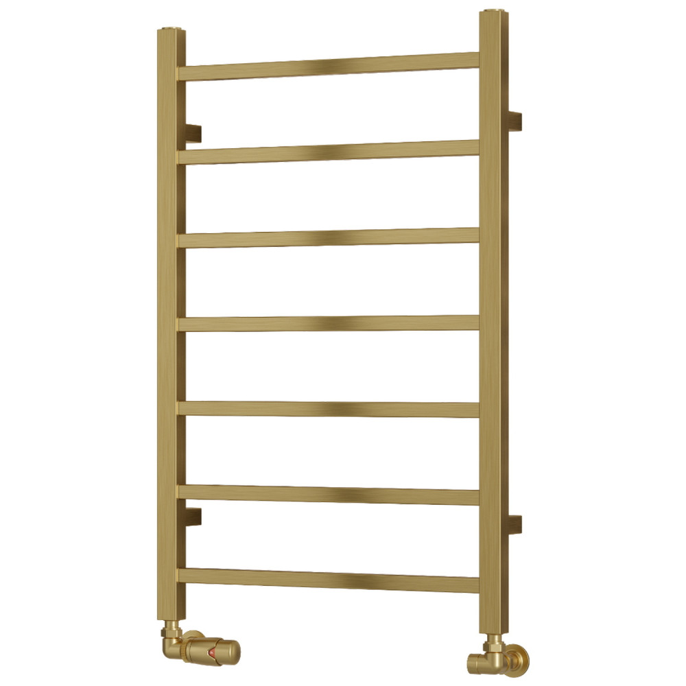 Reina Serena Mild Steel 800 x 500mm Heated Towel Rail in Brushed Brass