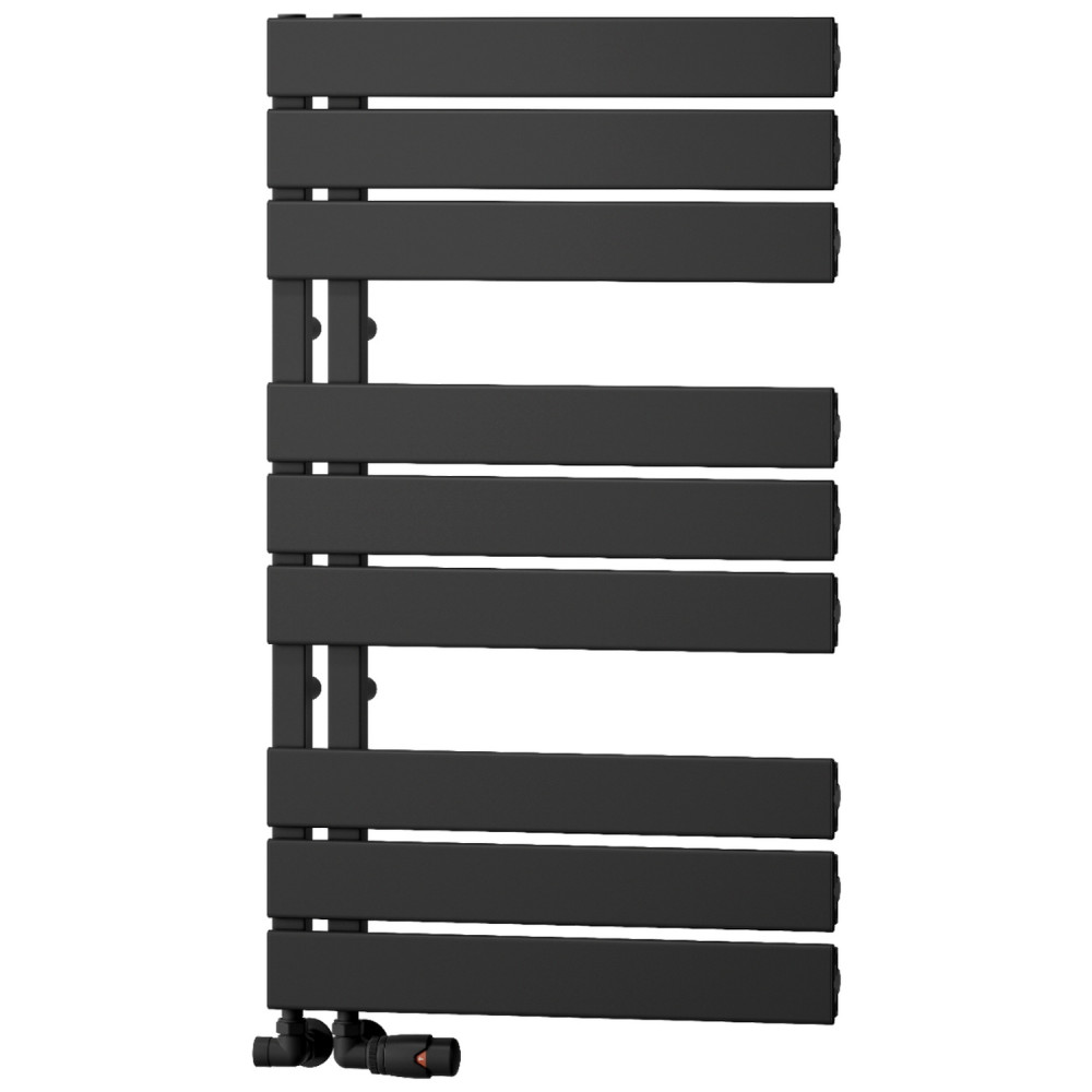 Reina Vada 870 x 500mm Aluminium Heated Towel Rail in Black