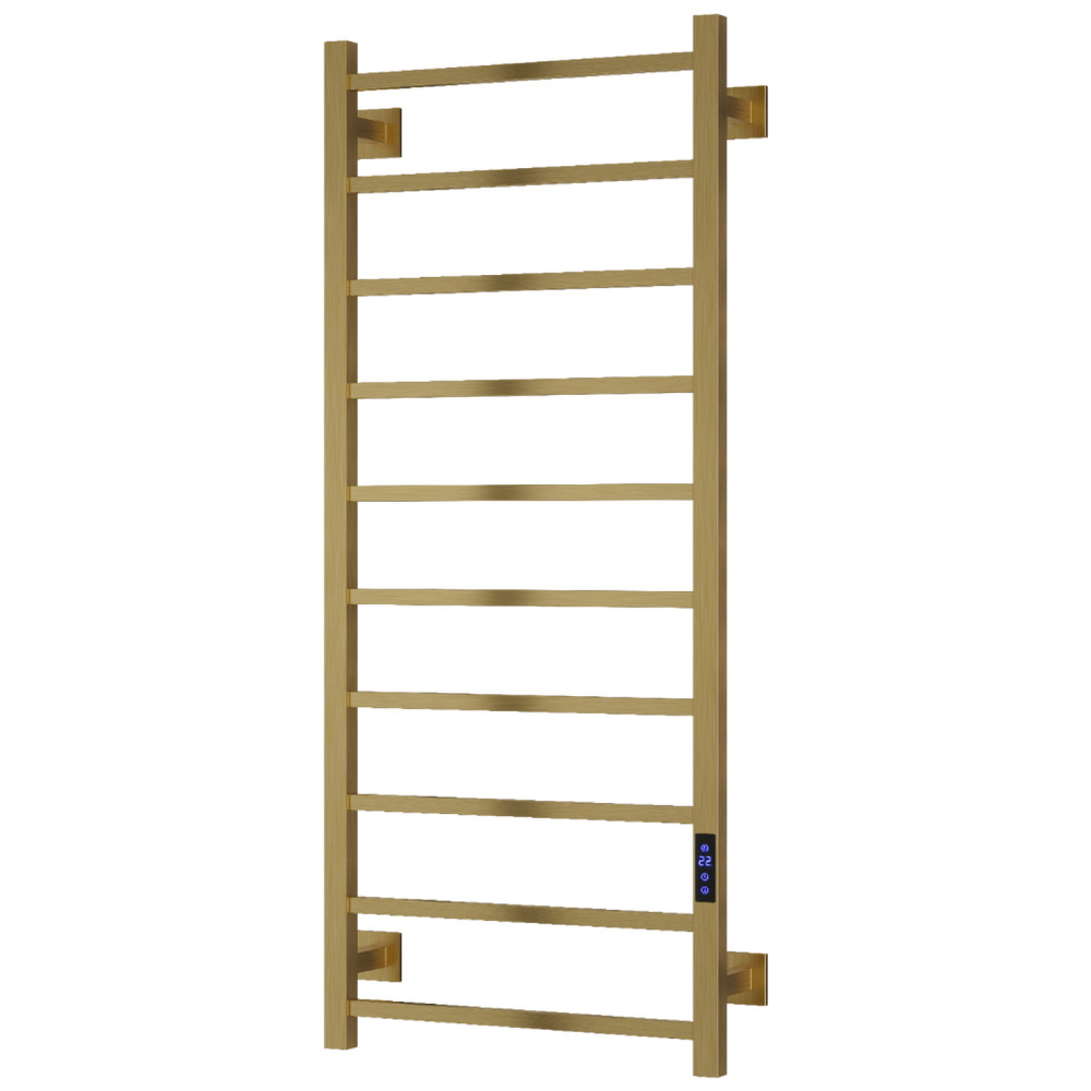 Reina Velino 1200 x 500mm Brushed Brass Vertical Electric Heated Towel Rail