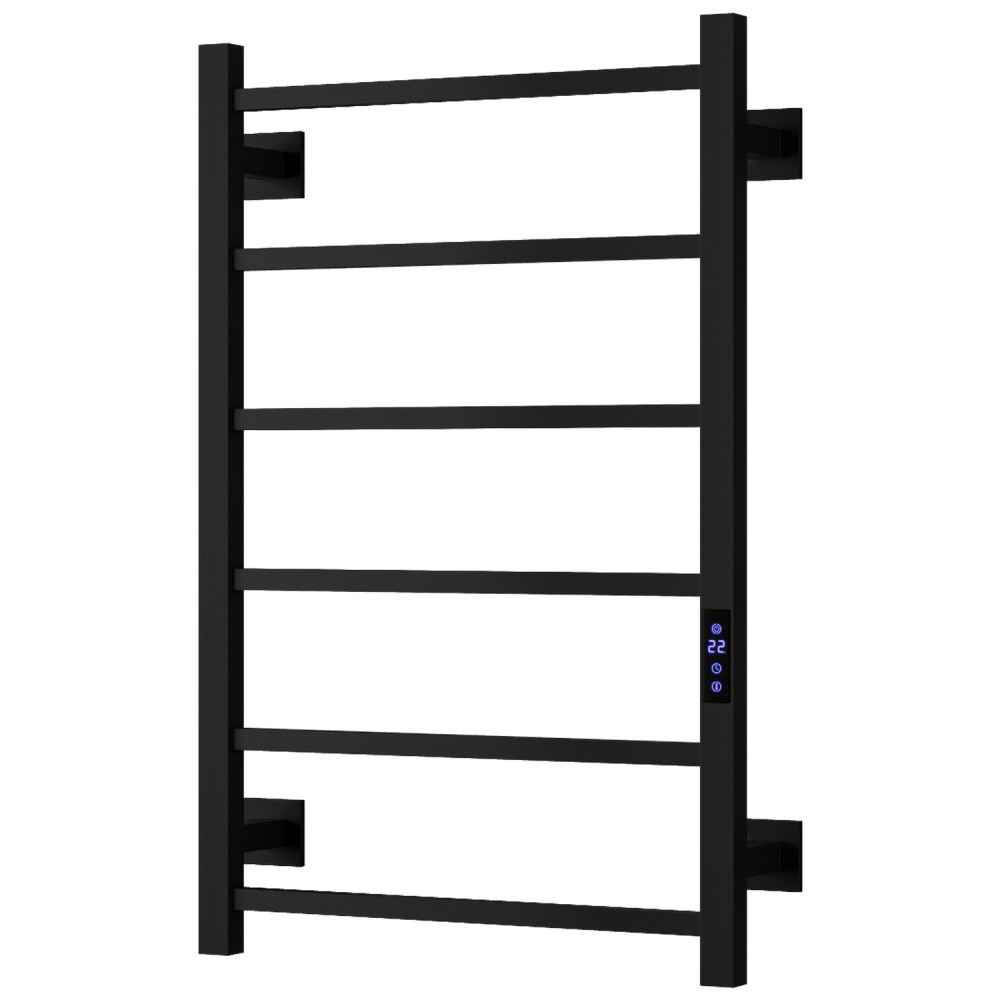 Reina Velino 800 x 500mm Matt Black Vertical Electric Heated Towel Rail