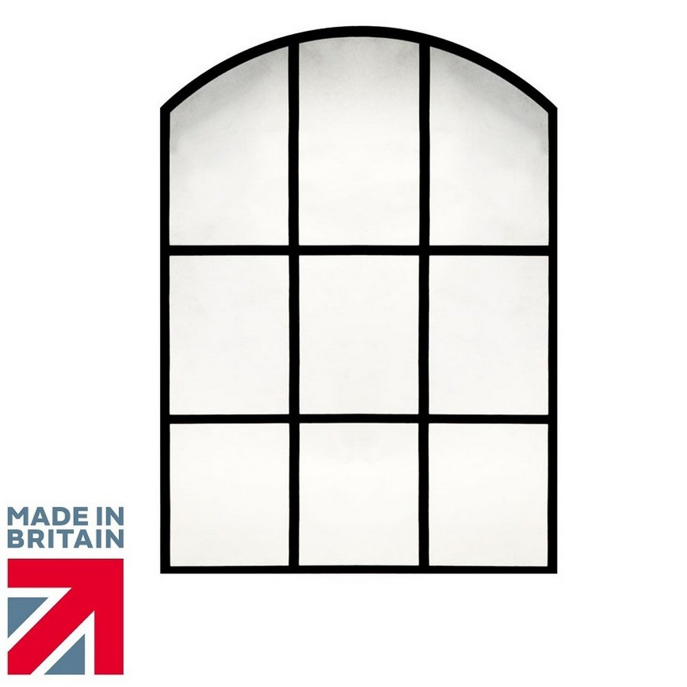 Roman Arched Black Grid Mirror