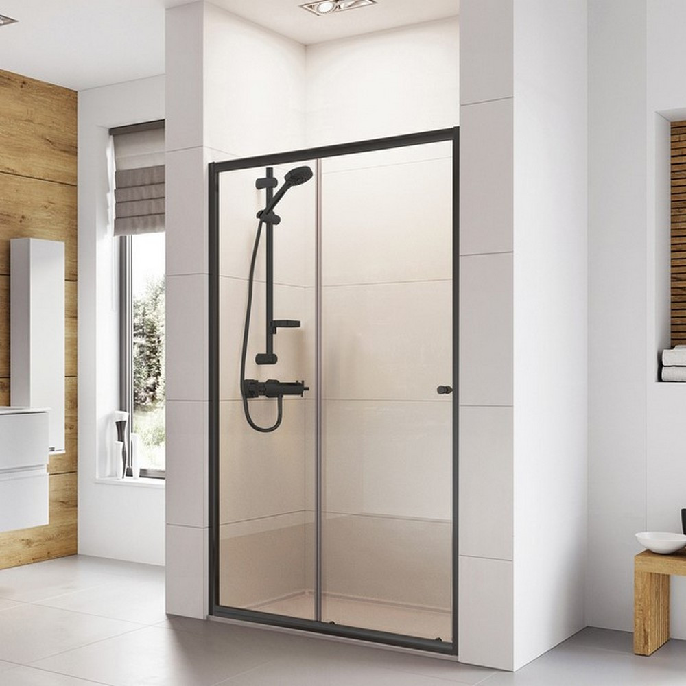 Roman Haven6 Black Frame 1200mm Sliding Shower Door