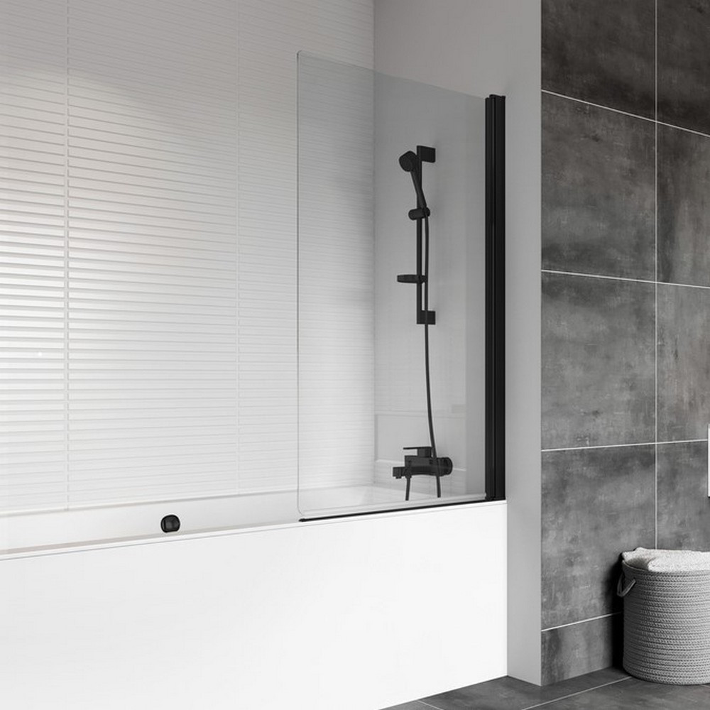 Roman Haven6 Black Frame 1500 x 815mm Power Shower Bath Screen