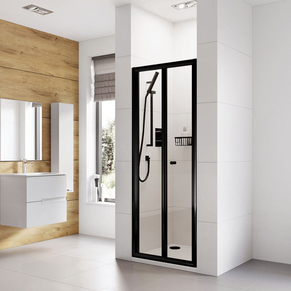 Roman Haven6 Black Frame 900mm Bifold Shower Door