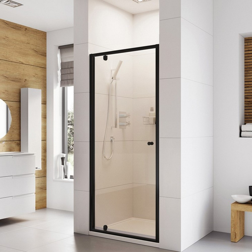 Roman Haven6 Black Frame 900mm Pivot Shower Door