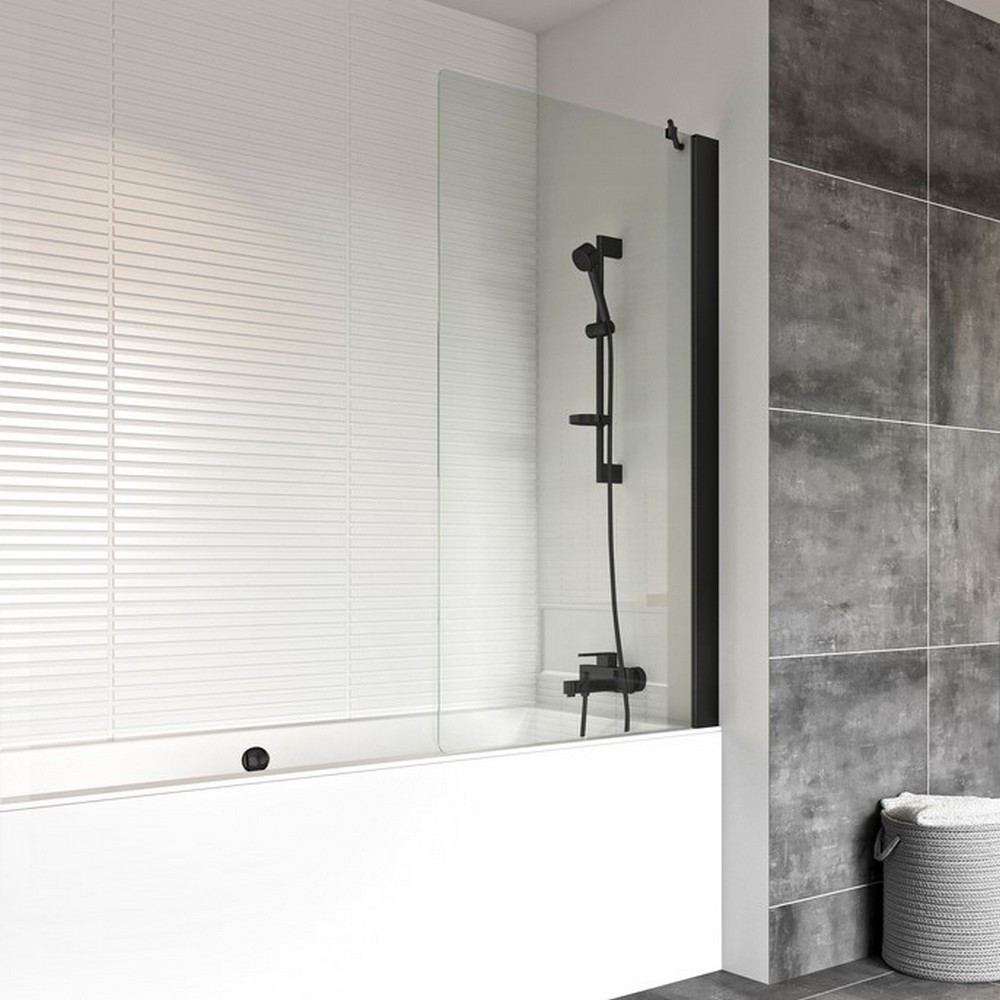 Roman Haven6 Black Frame Fixed Bath Screen