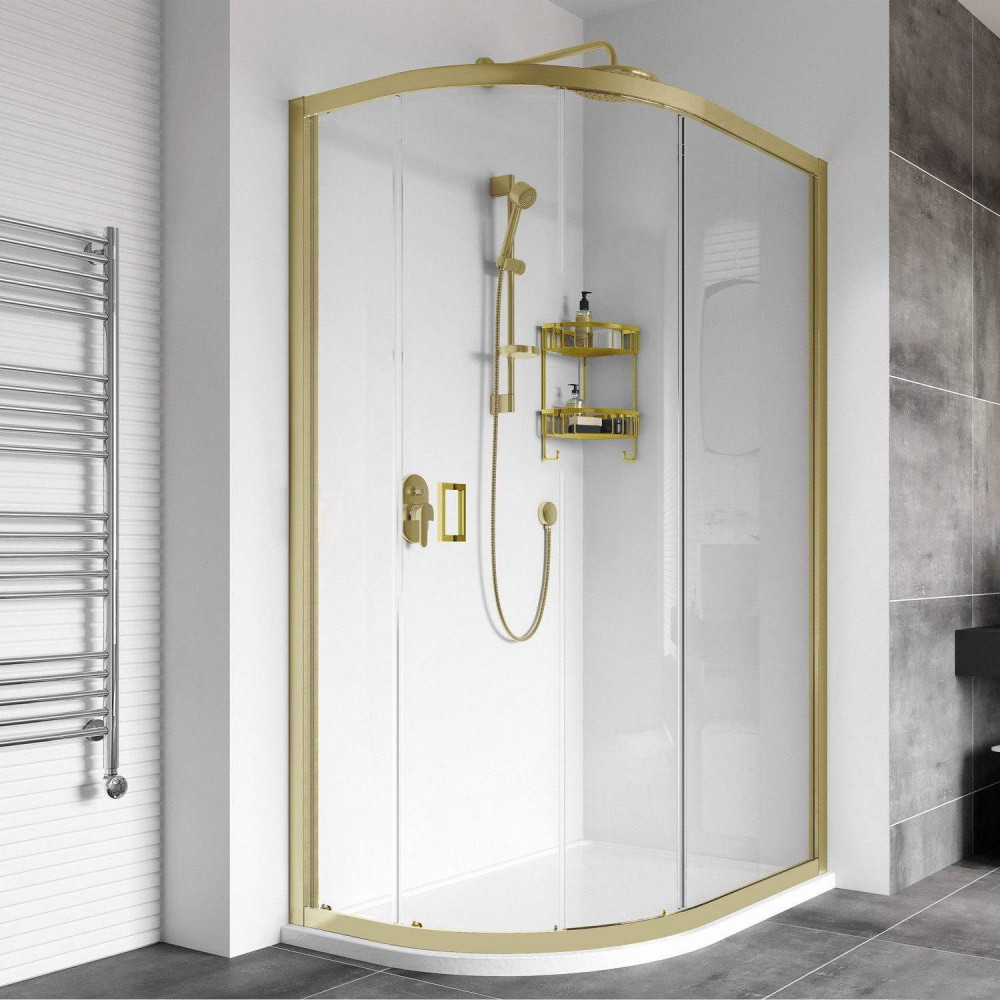 Roman Haven8 Brushed Brass 900mm One Door Quadrant Shower Enclosure