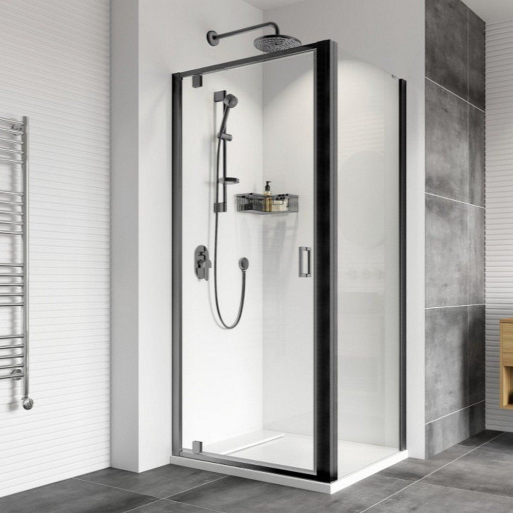 Roman Haven8 Matt Black 800mm Pivot Shower Door