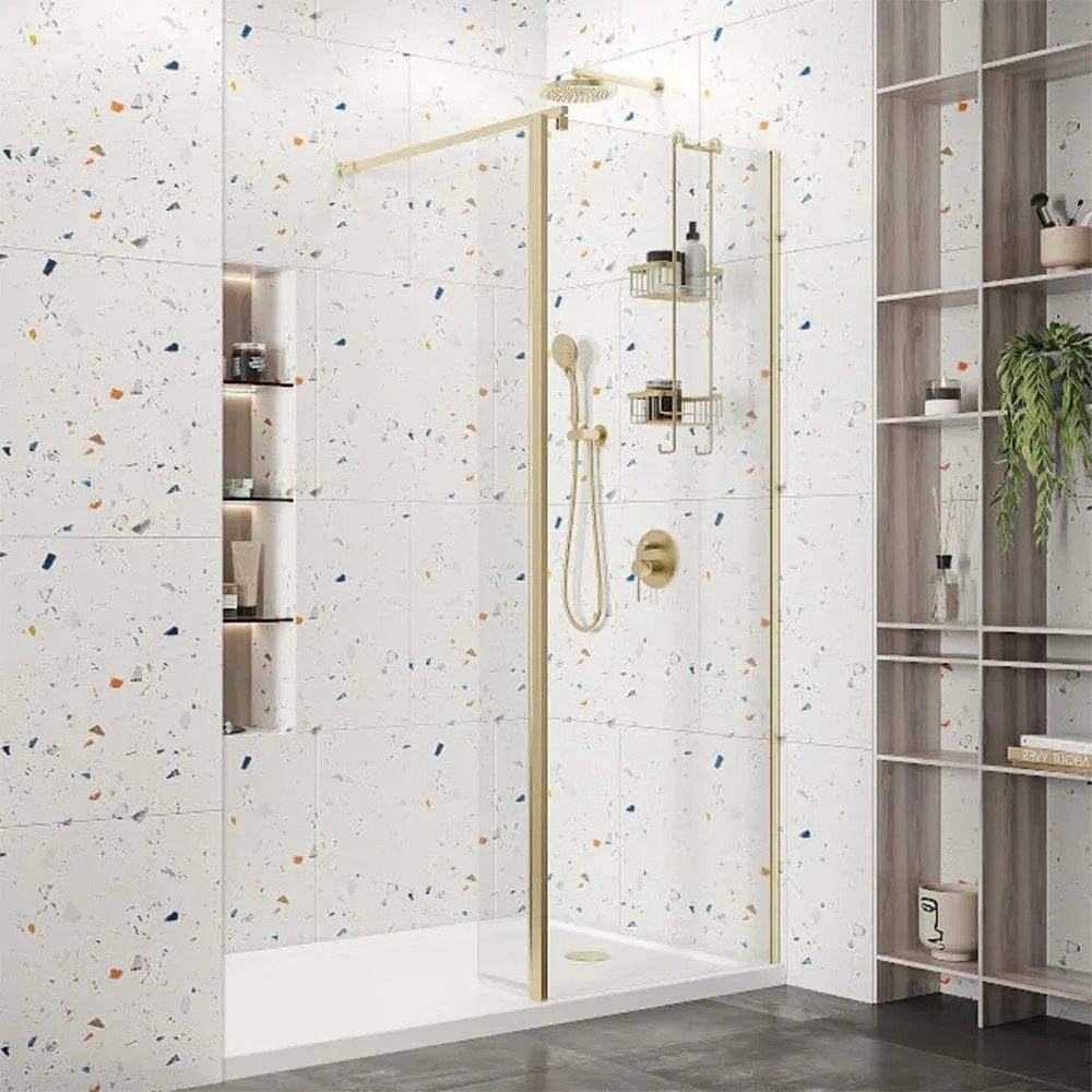 Roman Haven 400mm Brushed Brass 8mm Wetroom Panel