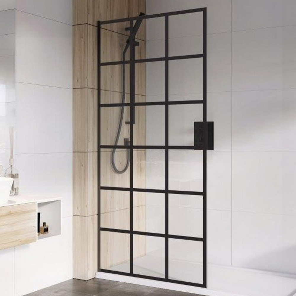 Roman Haven Select 1000mm Black Grid 8mm Wetroom Panel