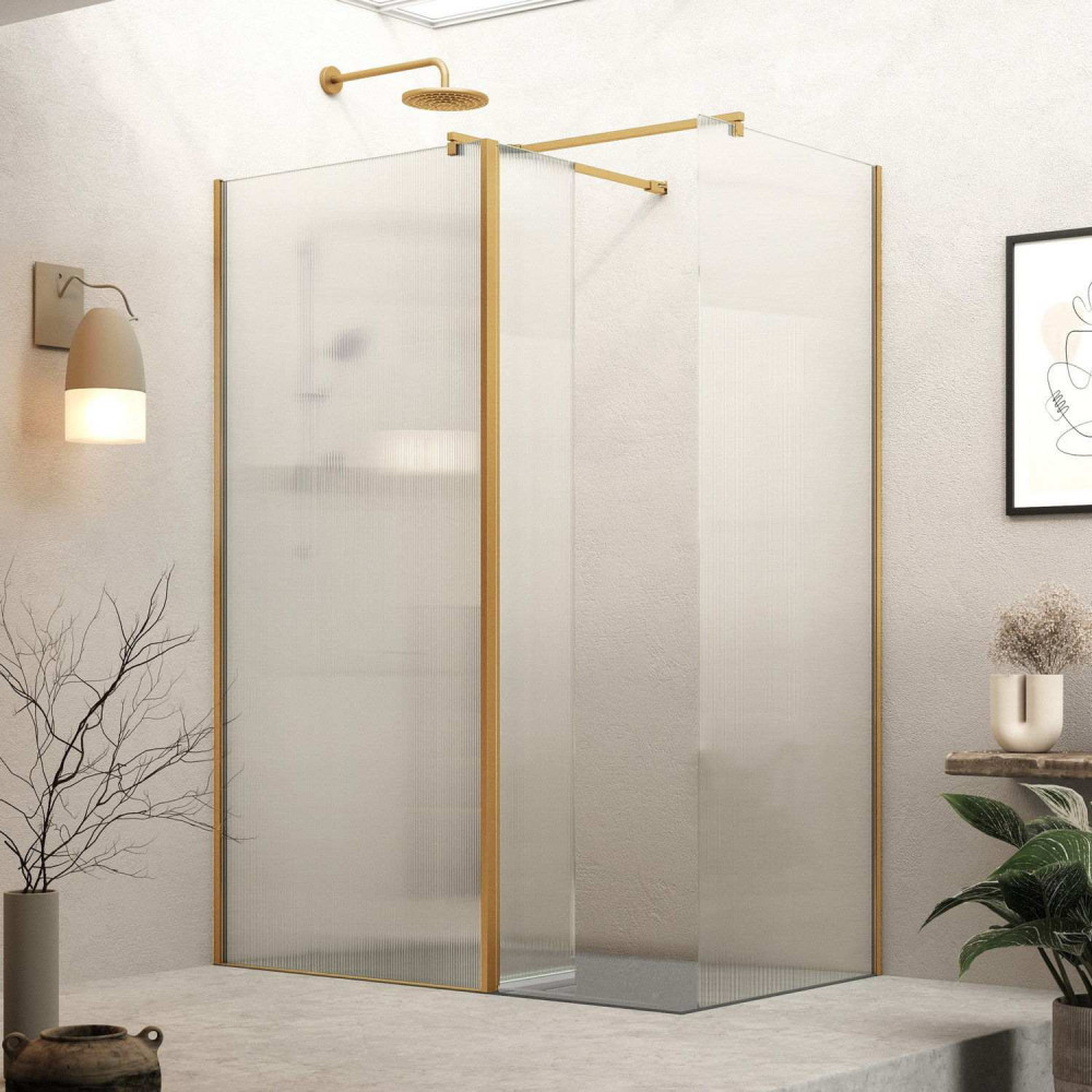 Roman Haven Select 1200mm Brushed Bronze Fluted Glass Wetroom Panel