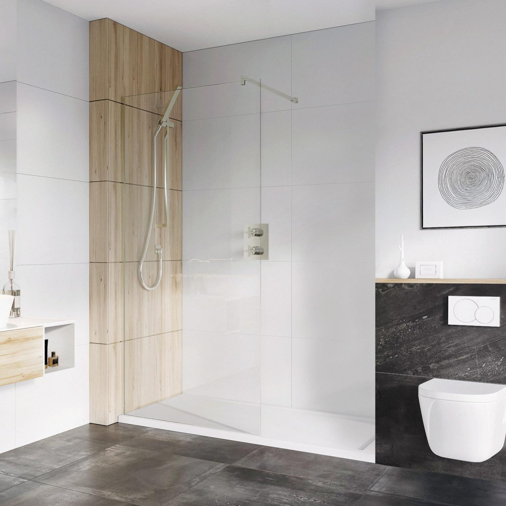 Roman Haven 900mm Brushed Nickel 10mm Wetroom Panel