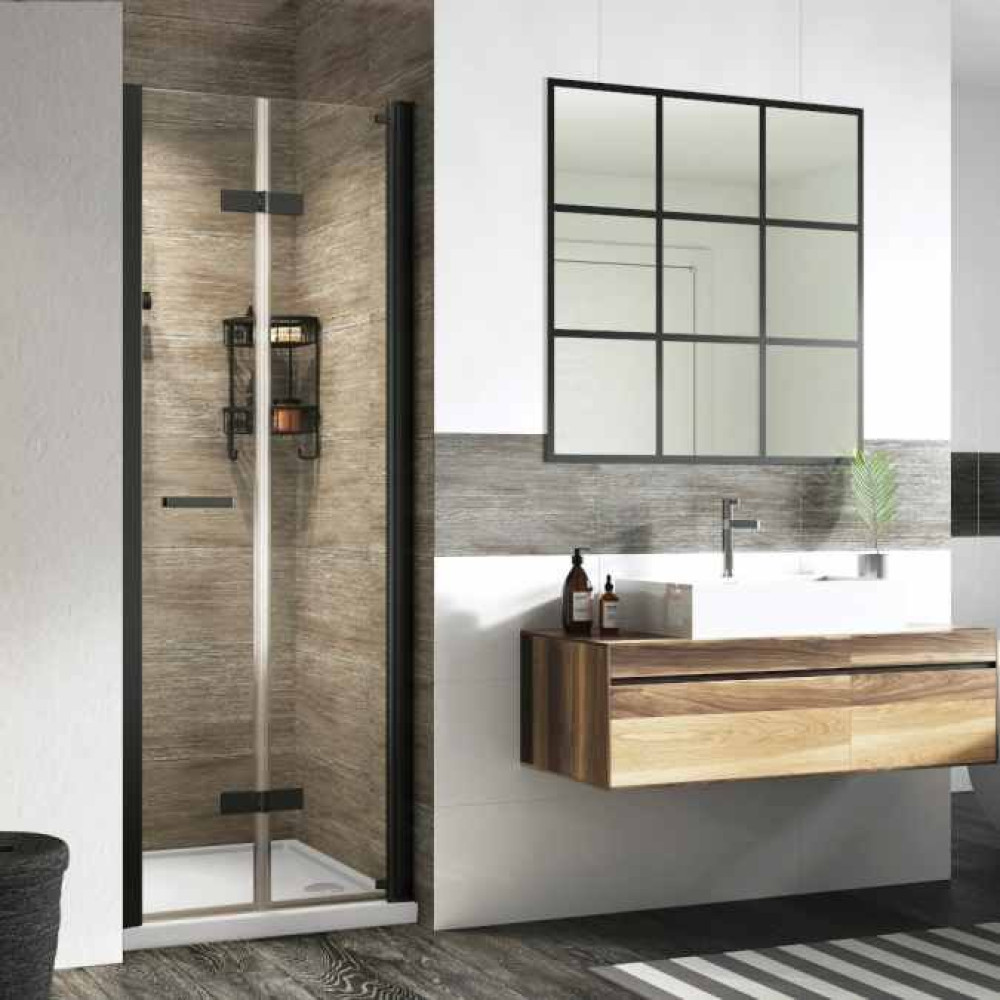 Roman Innov8 1000mm Alcove Matt Black Bifold Shower Door