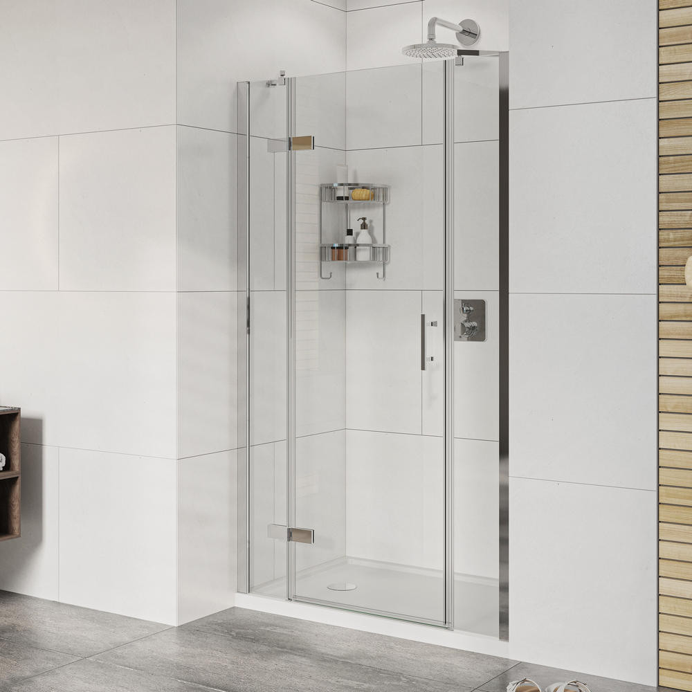 Roman Innov8 1200 x 800mm Hinged Door and Two Inline Panels Chrome Corner Fitting