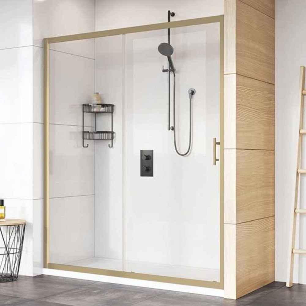 Roman Innov8 1500mm Sliding Shower Door Brushed Brass for Alcove