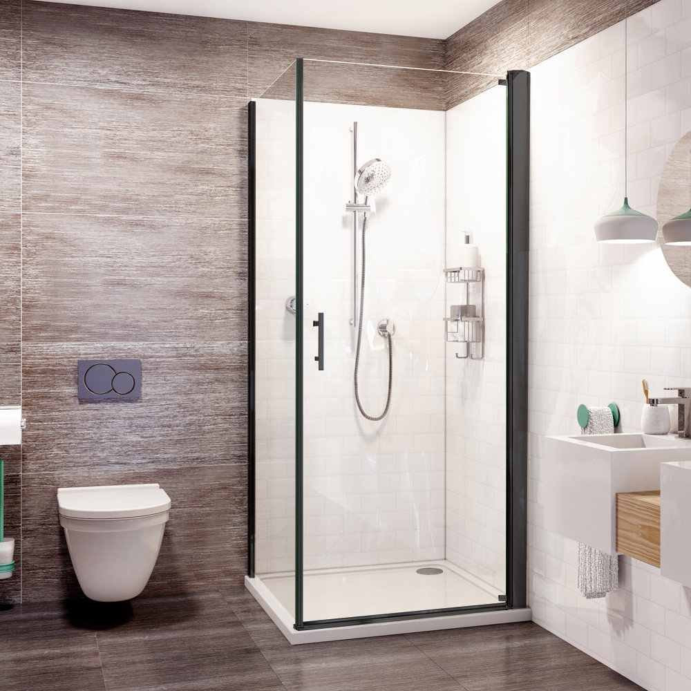 Roman Innov8 Matt Black 800mm Corner Pivot Shower Enclosure