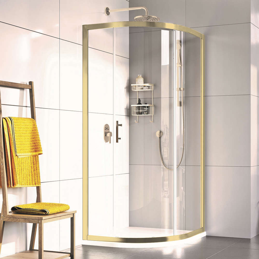Roman Innov8 900mm Curved Quadrant Shower Enclosure Brushed Brass