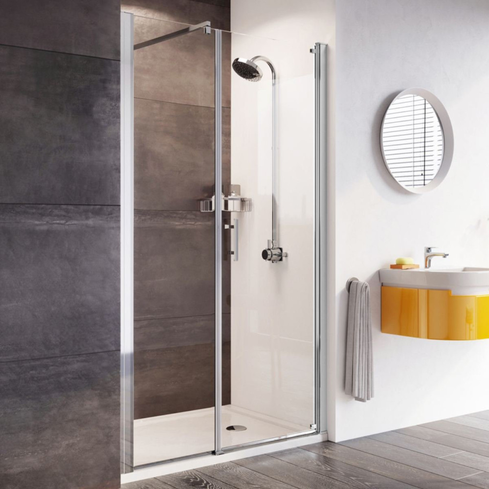 Roman Innov8 Chrome 1000mm Alcove Pivot Shower Door and Inline Panel