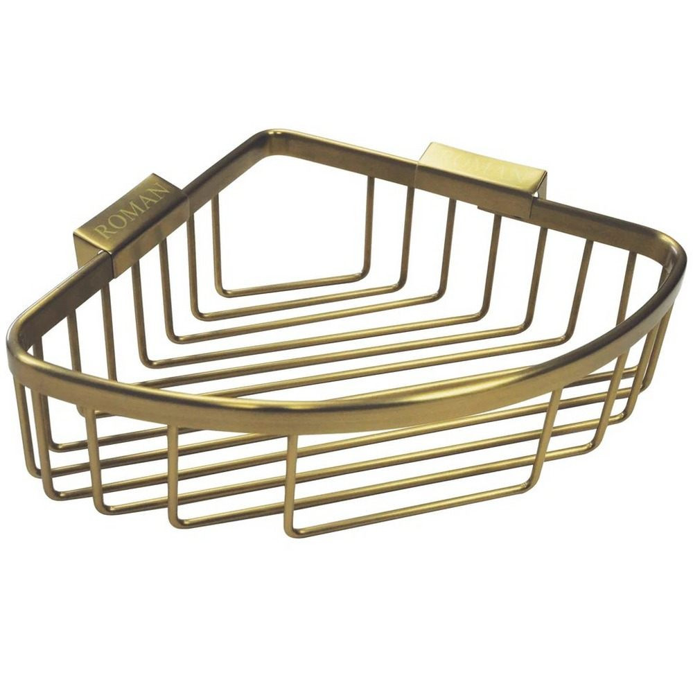 Roman Large Brushed Brass Curved Corner Basket