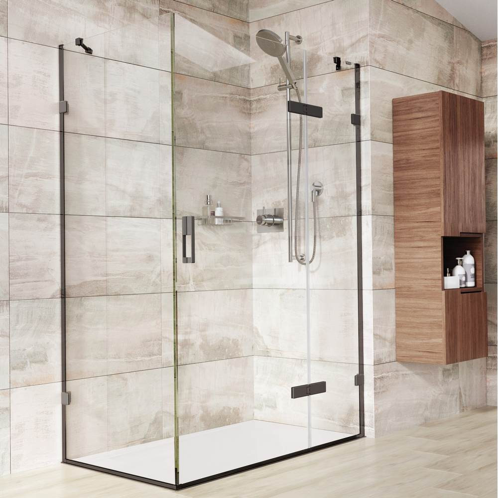 Roman Liberty 1200 x 800mm Hinged 10mm Shower Door with Inline and Side Panel with Black finish
