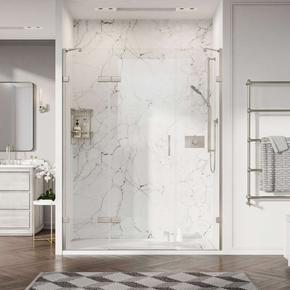 Roman Liberty 10mm Alcove 1200mm Hinged Shower Door with Two Inline Panels in Brushed Nickel