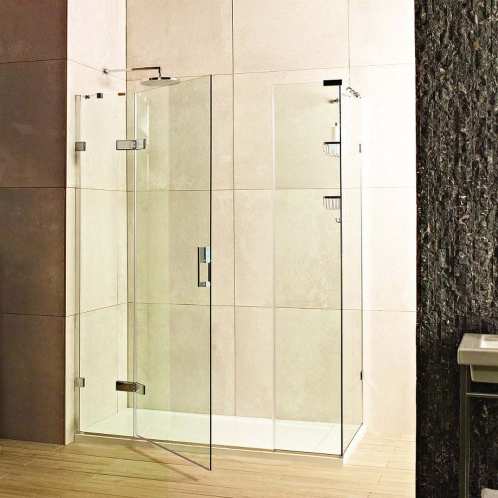 Roman Liberty 10mm Corner 1600 x 800mm Hinged Shower Door with Two Inline Panels and Side Panel Chrome