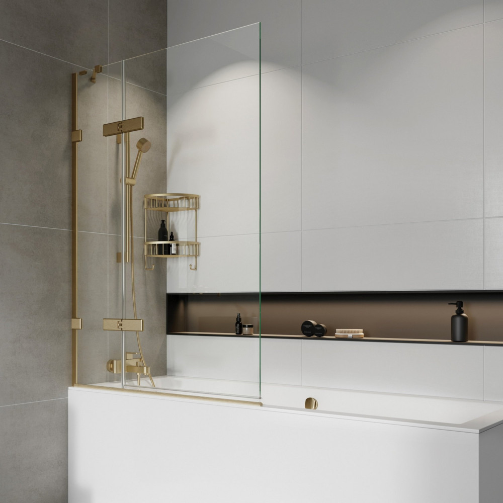Roman Liberty 1500mm Polished Nickel 10mm Hinged Inline Bath Screen