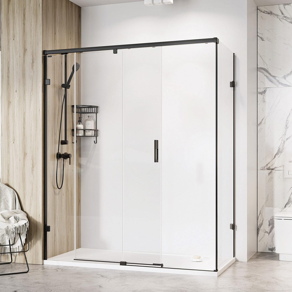 Roman Liberty 1700 x 800mm Matt Black 8mm Right Hand Corner Sliding Shower Door