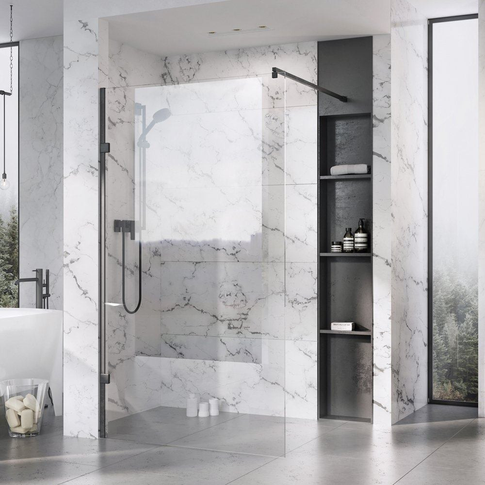 Roman Liberty 757mm Chrome 10mm Clear Glass Corner Wetroom Panel
