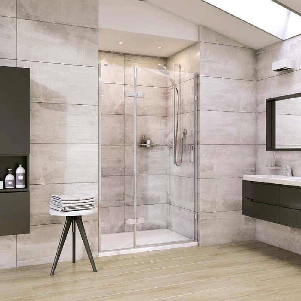 Roman Liberty Outward or Inward Opening Hinged Shower Door + Hinged In-Line Panel - Alcove/8mm/Chrome - 1000mm