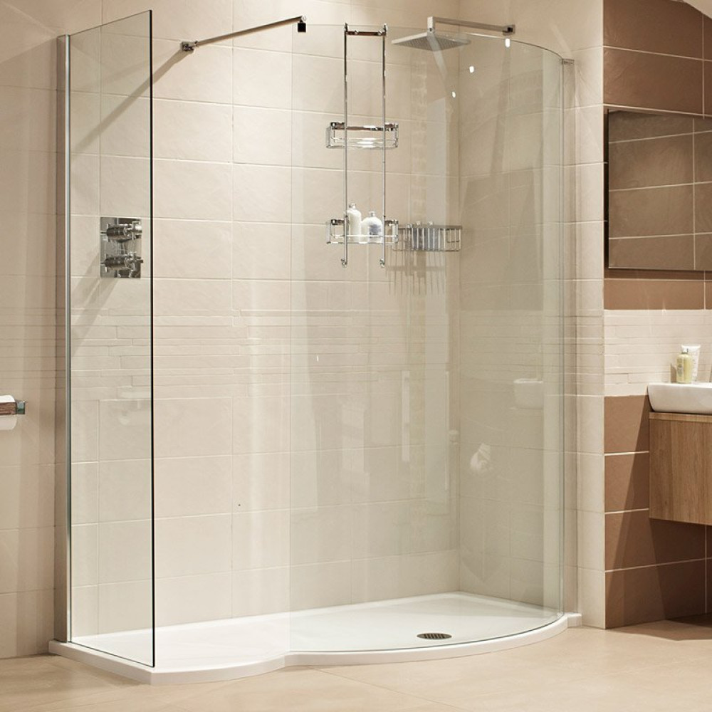 Roman Lumin8 1700mm Colossus Curved Wetroom Shower Panel With Side Panel