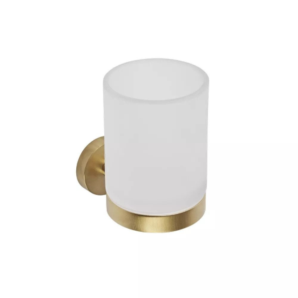 Roper Rhodes Capital Round Brushed Brass Toothbrush Holder