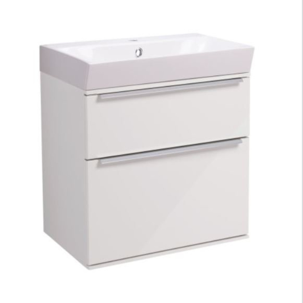 Roper Rhodes Scheme 500mm Gloss White Wall Mounted Basin Unit with Double Drawer & Basin
