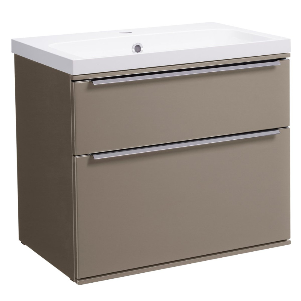 Roper Rhodes Scheme 600mm Matt Light Clay Wall Mounted Double Drawer Unit with Basin