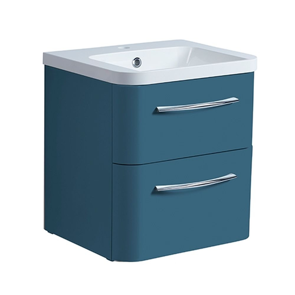 Roper Rhodes System 500 Wall Mounted Basin Unit with Double Drawer Derwent Blue (1)