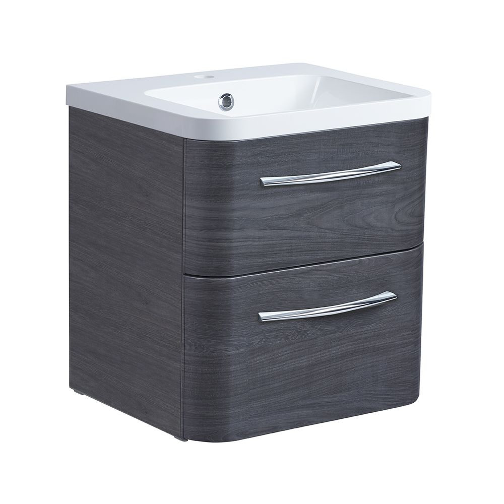 Roper Rhodes System 500 Wall Mounted Basin Unit with Double Drawer Umbra (1)