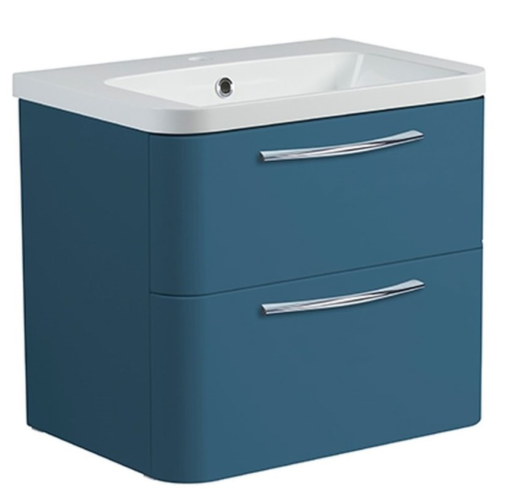 Roper Rhodes System 600 Wall Mounted Basin Unit with Double Drawer Derwent Blue (1)