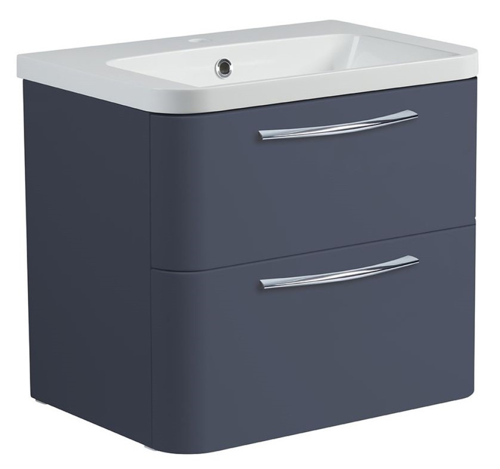 Roper Rhodes System 600 Wall Mounted Basin Unit with Double Drawer Matt Carbon (1)