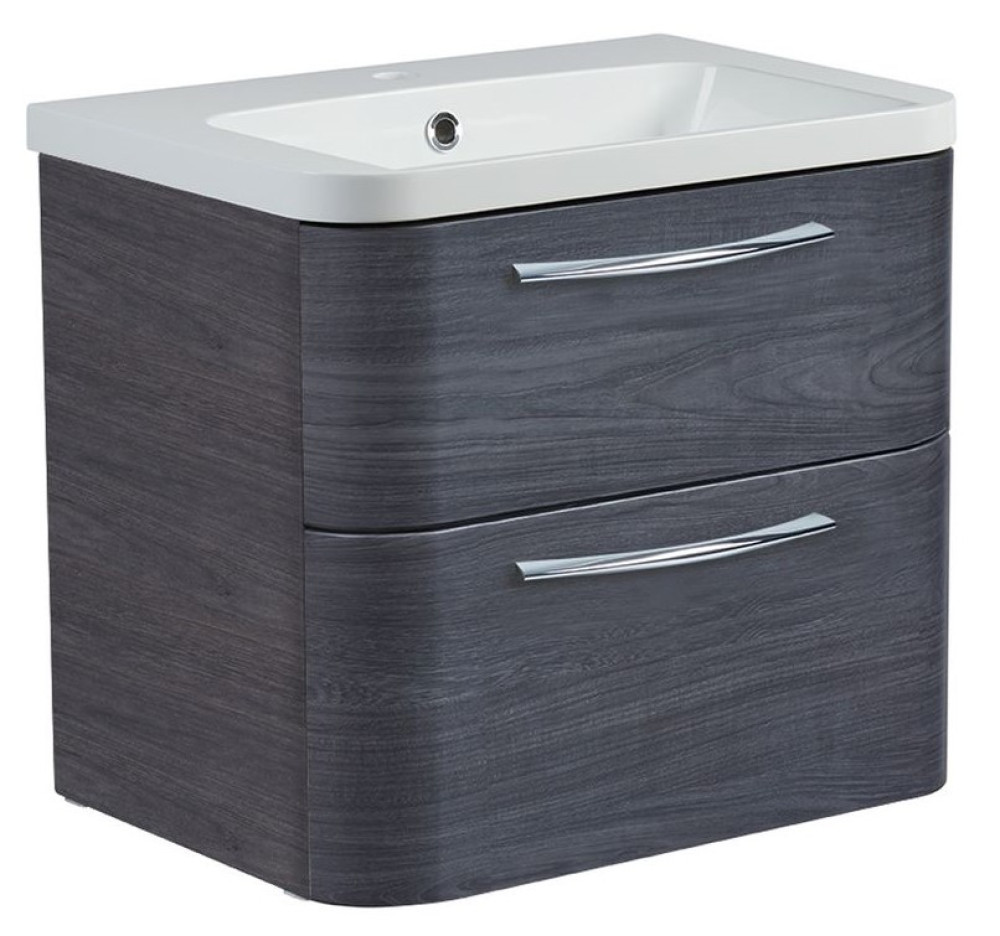 Roper Rhodes System 600 Wall Mounted Basin Unit with Double Drawer Umbra (1)