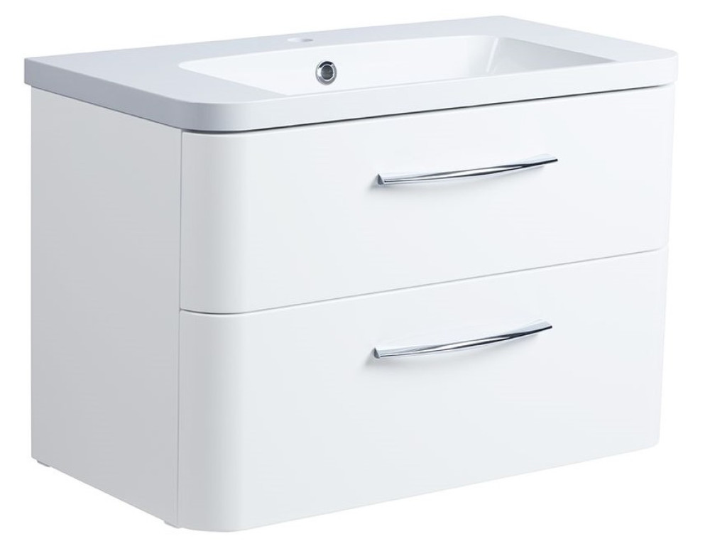 Roper Rhodes System 800 Wall Mounted Basin Unit with Double Drawer Gloss White (1)