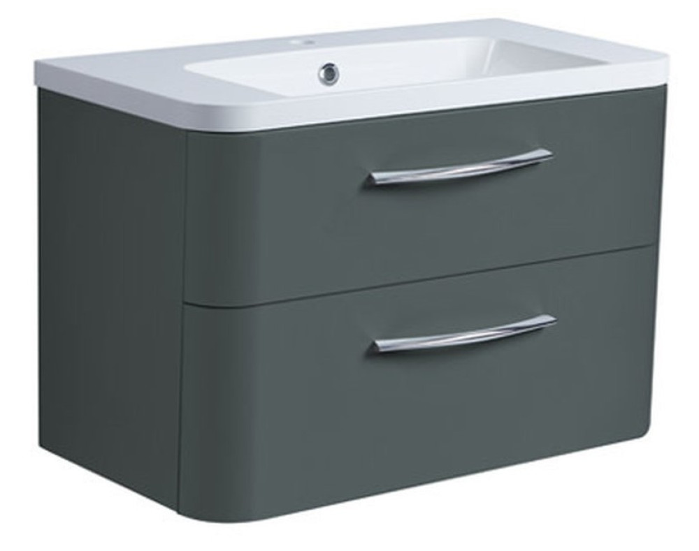 Roper Rhodes System 800 Wall Mounted Basin Unit with Double Drawer Juniper Green (1)