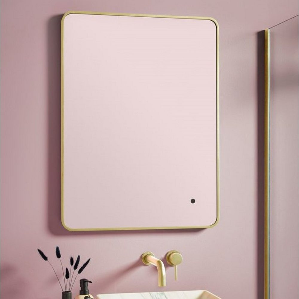 Scudo Alfie 500 x 700mm Soft Edge LED Mirror in Brushed Brass